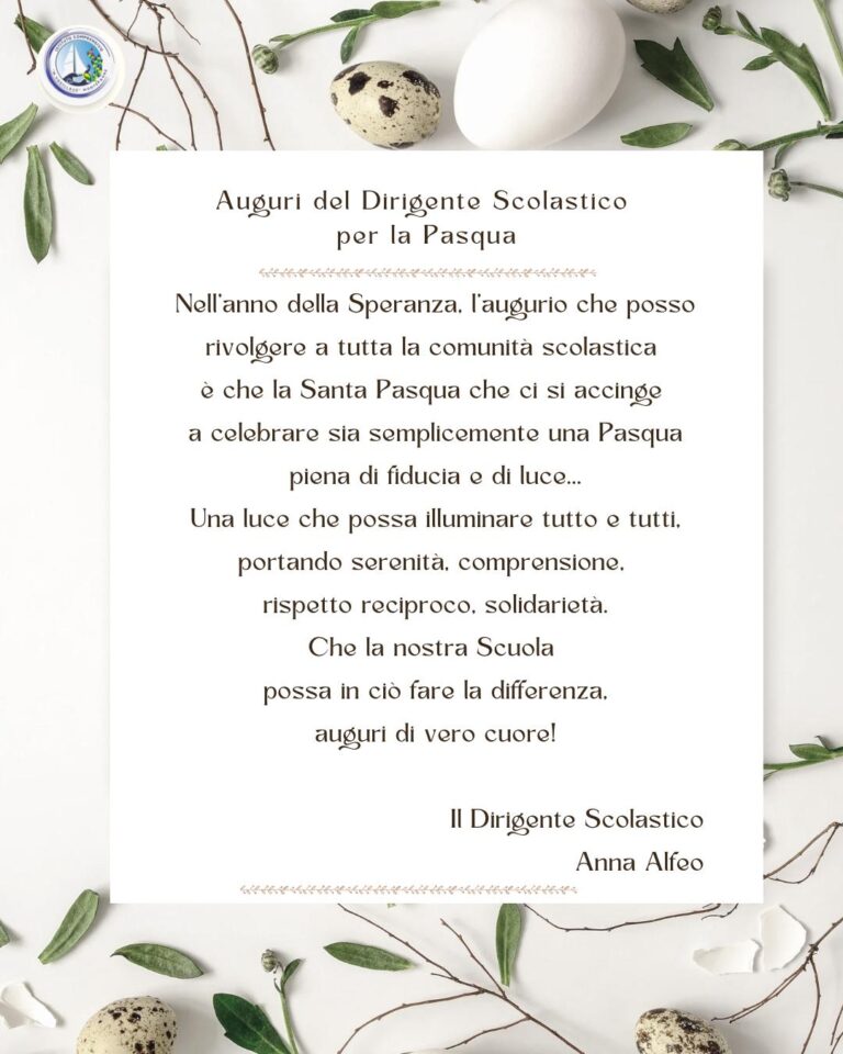 AUGURI PER LA PASQUA DEL DIRIGENTE SCOLASTICO.