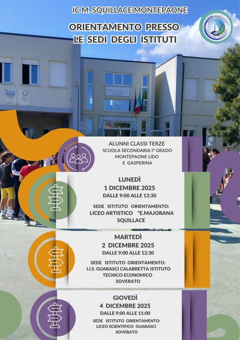 ORIENTAMENTO CLASSI TERZE SCUOLA SECONDARIA DI PRIMO GRADO.