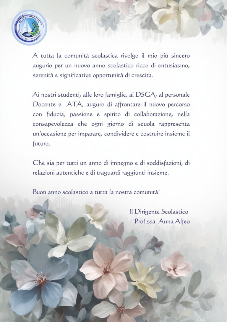Augurio del Dirigente per il nuovo anno scolastico.